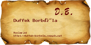 Duffek Borbála névjegykártya
